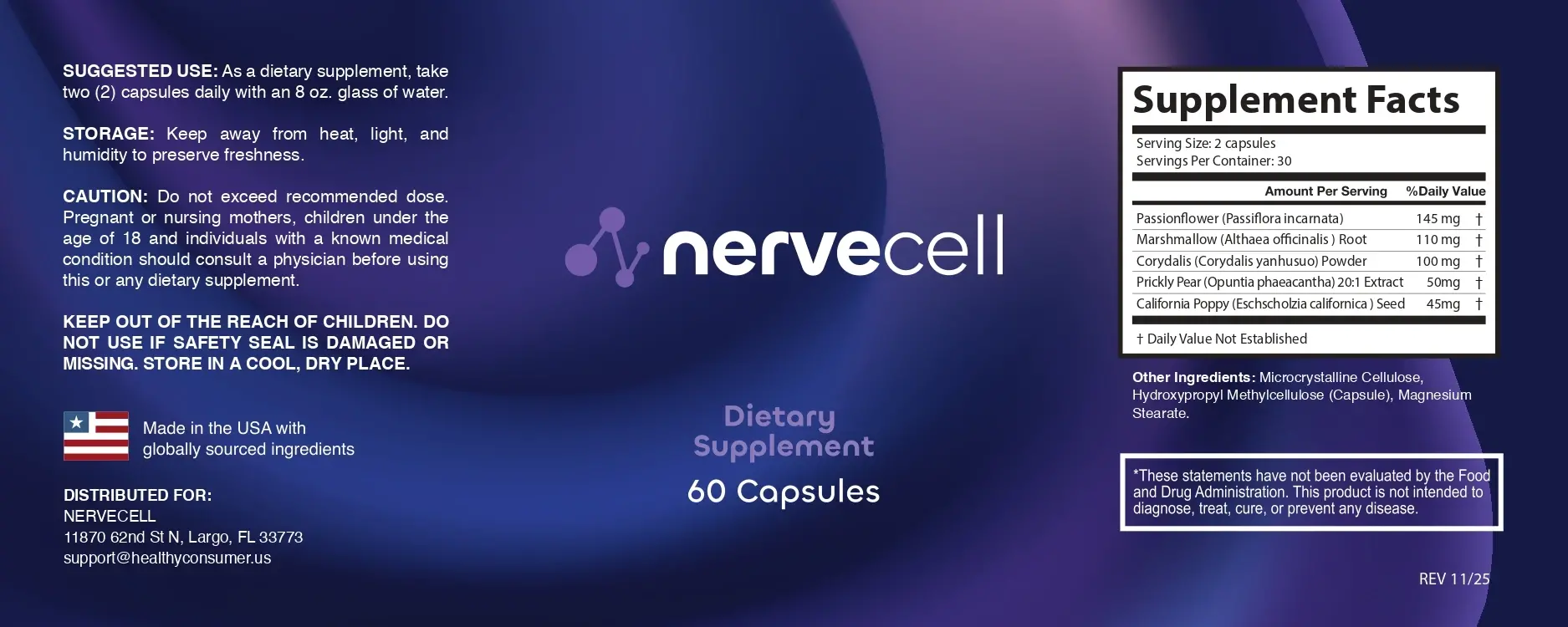 NerveCell Supplement Label and Details