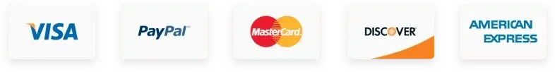 Visa, Mastercard, American Express, Discover